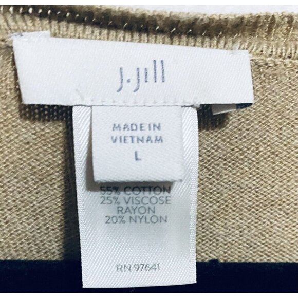 J Jill Sweater Womens Large Pullover Tunic Ribbed Sides Scoop Neck Tan Lagenlook - Picture 4 of 7